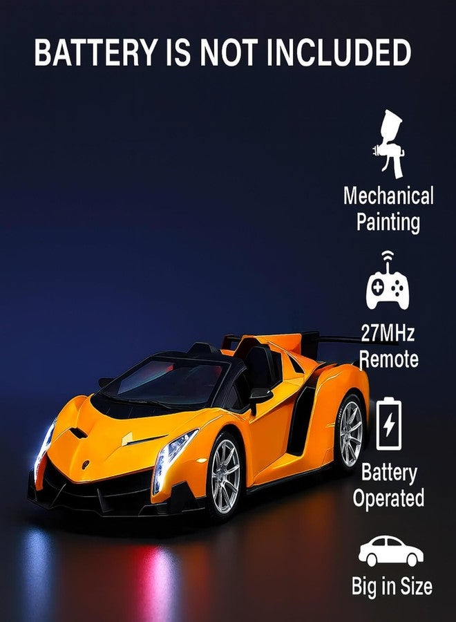 KIDZYMON® Large RC Car high Speed, 27 cm Jumbo Size, Remote Control Car for Kids, Headlight, Air Flow Design, 4-Channel, Orange Colour - Image 2